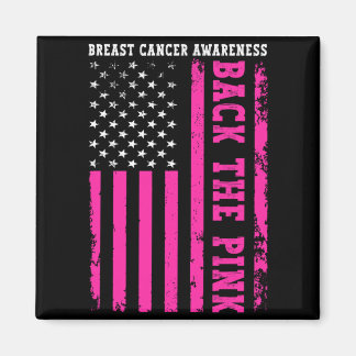 Back The Pink Aamerican Flag Breast Cancer Magnet