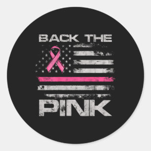 Back The Pink American Flag Breast Cancer Awarenes Classic Round Sticker