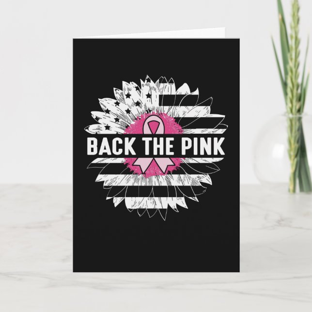 Back The Pink Daisy Flower Breast Cancer Awareness Card (Front)