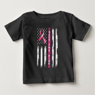 Back The Pink Ribbon Flag Breast Cancer Awareness  Baby T-Shirt