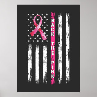 Back The Pink Ribbon Flag Breast Cancer Awareness Poster