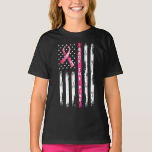 Back The Pink Ribbon Flag Breast Cancer Awareness  T-Shirt
