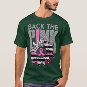 Back The Pink Ribbon Sunflower Flag Breast Cancer T-Shirt