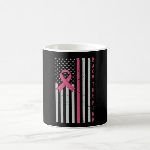 Back The Pink USA Flag Breast Cancer Awareness Coffee Mug