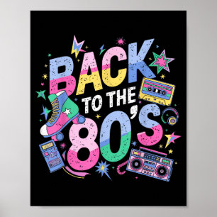 Back To 80s 1980s Vintage Eighties Retro Birthday  Poster