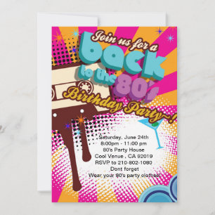 Back to 80's birthday party invitation