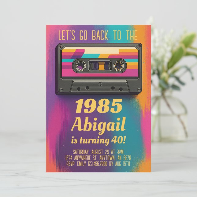 Back to 80's Vintage Birthday Invite (Standing Front)