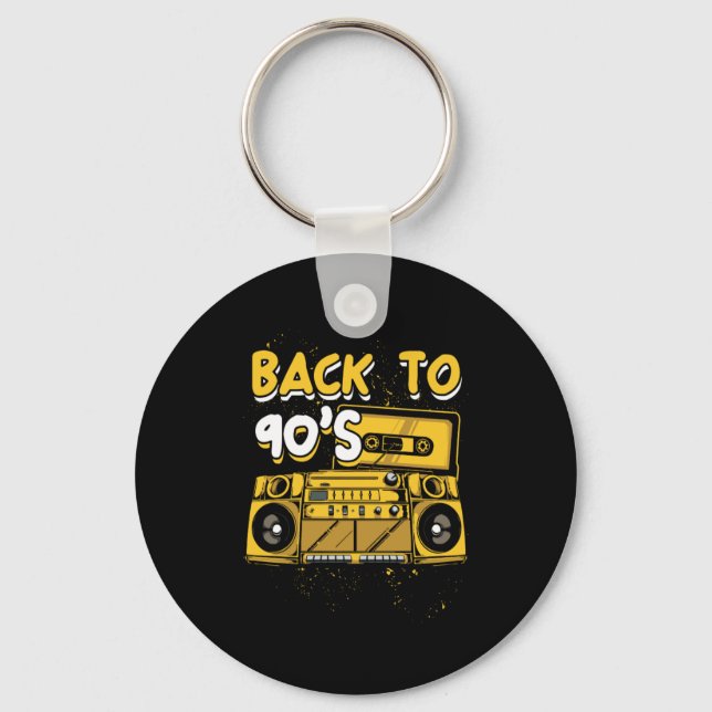 Back To 90s Retro Vintage Cassette Tape Gift Key Ring (Front)
