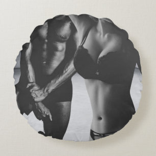 Back to Back: Strength and Elegance by the Sea Round Cushion