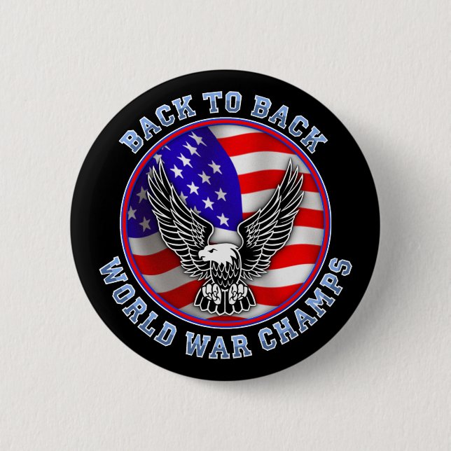 Back To Back World War Champs Button Badge Medal P (Front)