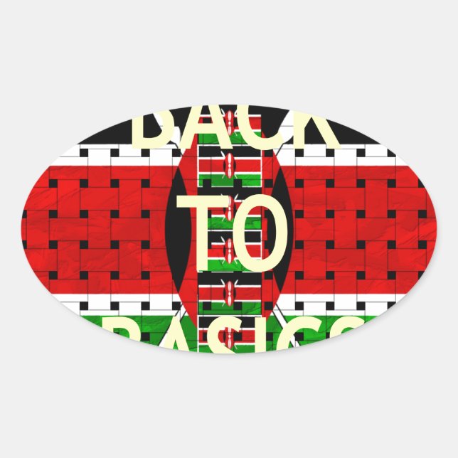 Back to Basics: Kenya Flag Themed Weaving Culture Oval Sticker (Front)