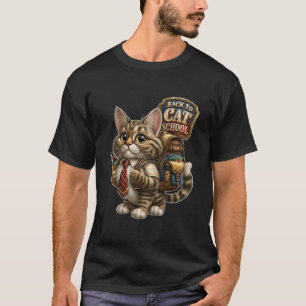 Back To Cat School Cute Kitten Student T-Shirt