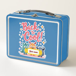 Back to Cool Editable Monster Name Tag Metal Lunch Box