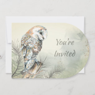 Back to Nature, Barn Owl, Bird, Birthday Party Invitation