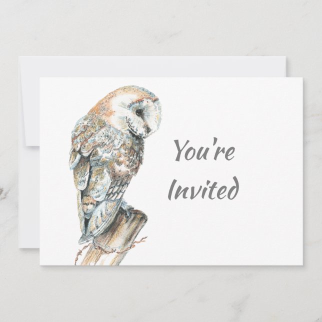 Back to Nature, Barn Owl, Bird, Birthday Party Invitation (Front)