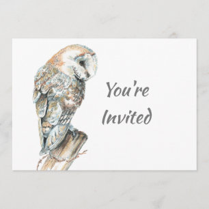 Back to Nature, Barn Owl, Bird, Birthday Party Invitation