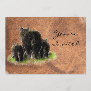 Back to Nature Black Bears Animal Birthday Invite