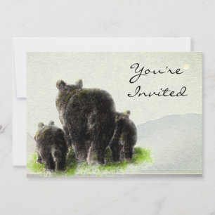 Back to Nature Black Bears Animal Birthday Invite