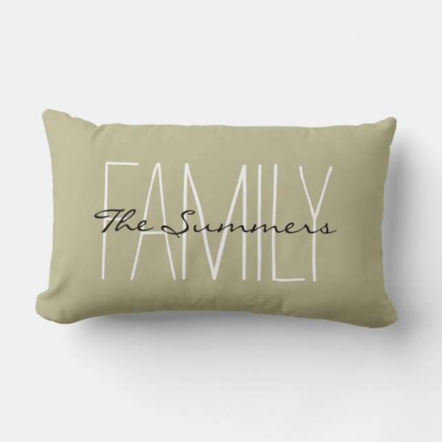 Back to Nature Green Family Personalised Lumbar Cushion (Front)