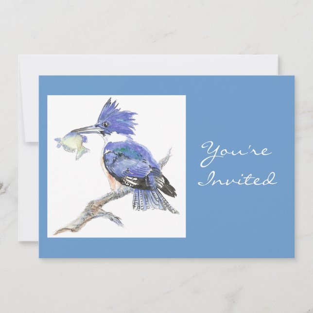 Back to Nature, Kingfisher, Bird , Birthday Party Invitation (Front)