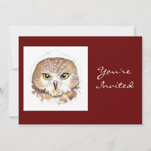 Back to Nature, Owl, Birthday Party Invitation