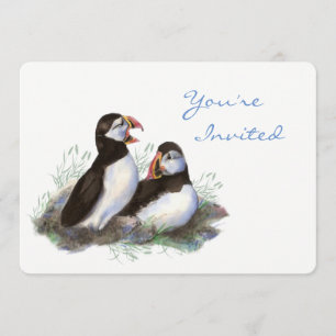 Back to Nature Puffin Bird Birthday Party Invitation