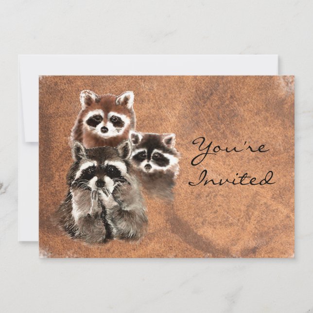 Back to Nature Raccoons Animal Birthday Invite (Front)