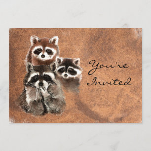 Back to Nature Raccoons Animal Birthday Invite