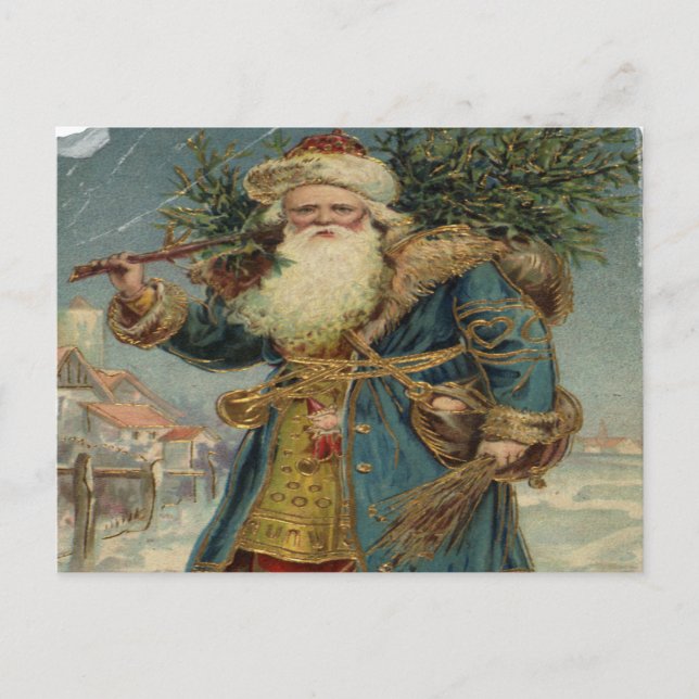 Back to Old Art.. Snowy Christmas with Santa Claus Postcard (Front)