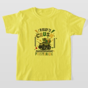 Back To School 1st Grade Dinosaur Monster Truck T-Shirt