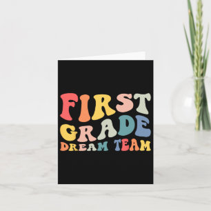 Back To School 1st Grade Dream Team Groovy Teacher Card