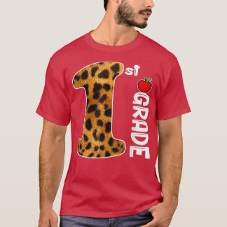 Back To School 1st Grade Leopard For Teacher Stude T-Shirt