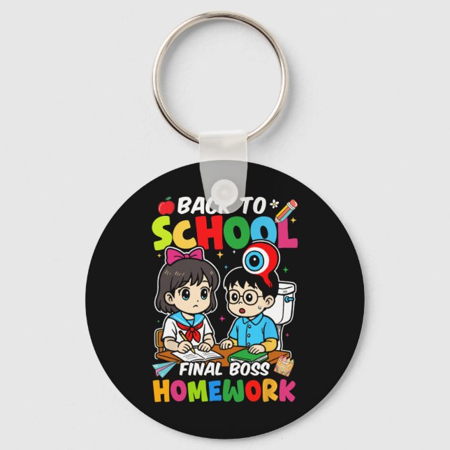 Back To School 2025 Final Boss Homework  Key Ring (Front)