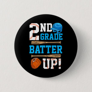 Back To School 2nd Grade Batter Up Baseball First 6 Cm Round Badge