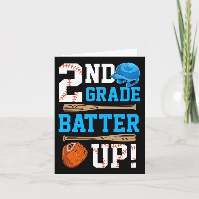 Back To School 2nd Grade Batter Up Baseball First  Card (Front)
