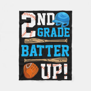 Back To School 2nd Grade Batter Up Baseball First  Fleece Blanket
