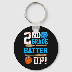 Back To School 2nd Grade Batter Up Baseball First Key Ring