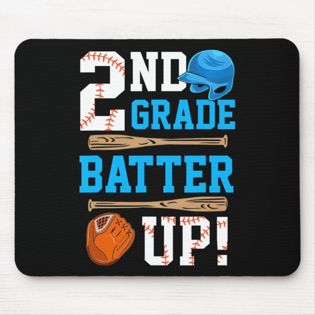Back To School 2nd Grade Batter Up Baseball First  Mouse Mat (Front)