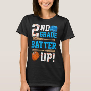 Back To School 2nd Grade Batter Up Baseball First  T-Shirt