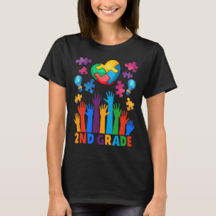 Back To School 2nd Grade Puzzles Heart Autism Awar T-Shirt