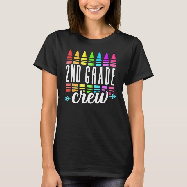 Back To School 2nd Second Grade Crew Crayon Back T T-Shirt (Front)