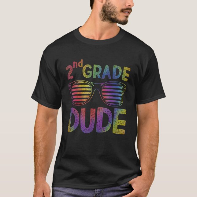 Back To School 2nd Second Grade Dude Tie Dye Boys  T-Shirt (Front)