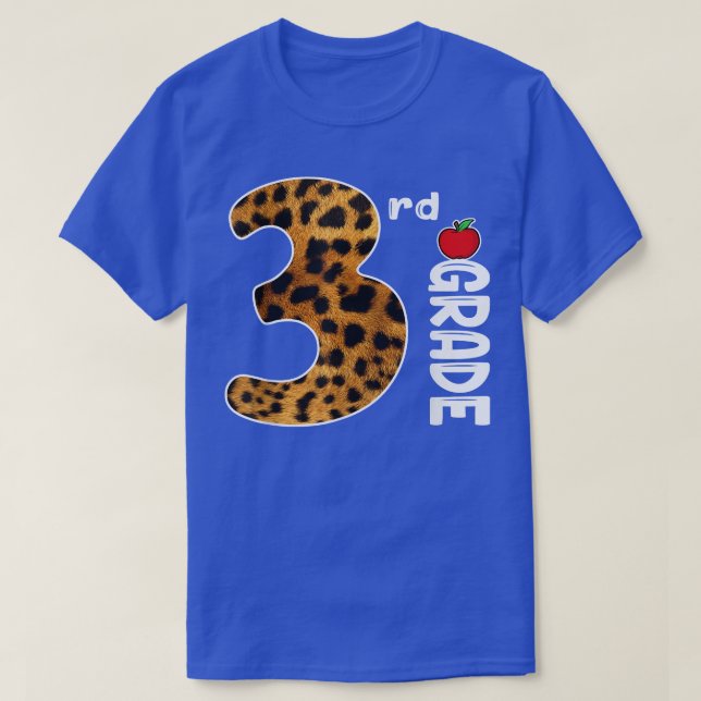 Back To School 3rd Grade Leopard For Teacher Stude T-Shirt (Design Front)