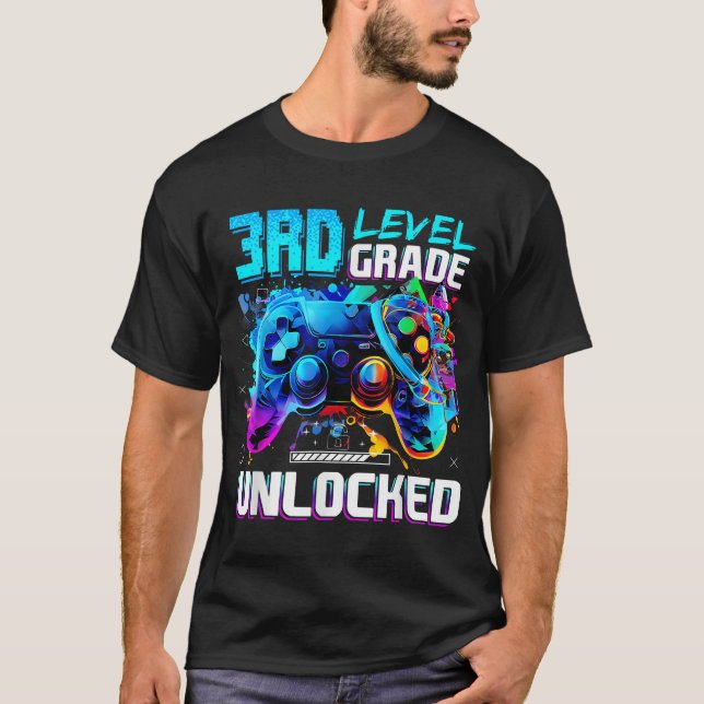 Back To School 3Rd Grade Level Unlocked Gamer Kids T-Shirt (Front)