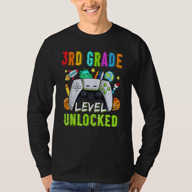 Back To School 3rd Grade Level Unlocked Video Game T-Shirt (Front)
