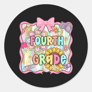 Back To School 3rd Grade Third Grade Preppy Classic Round Sticker