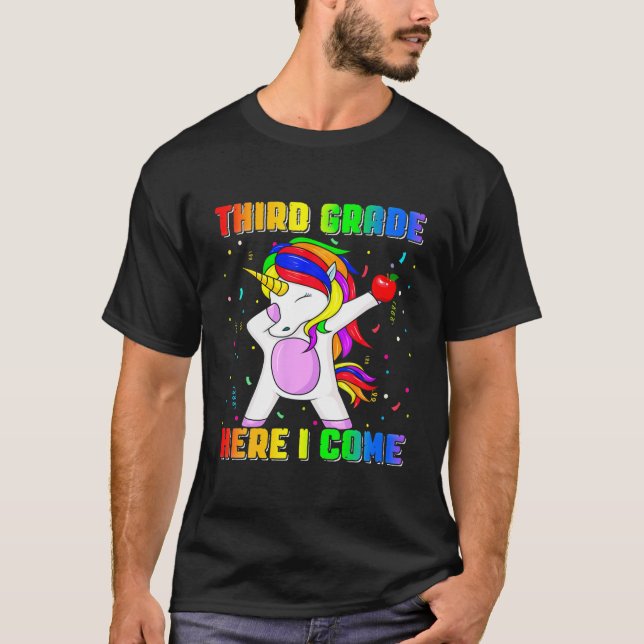 Back To School 3Rd Grade Unicorn Dabbing Kids Boys T-Shirt (Front)