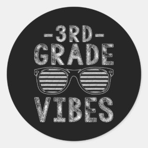 Back To School 3rd Grade Vibes Third Grade Teacher Classic Round Sticker