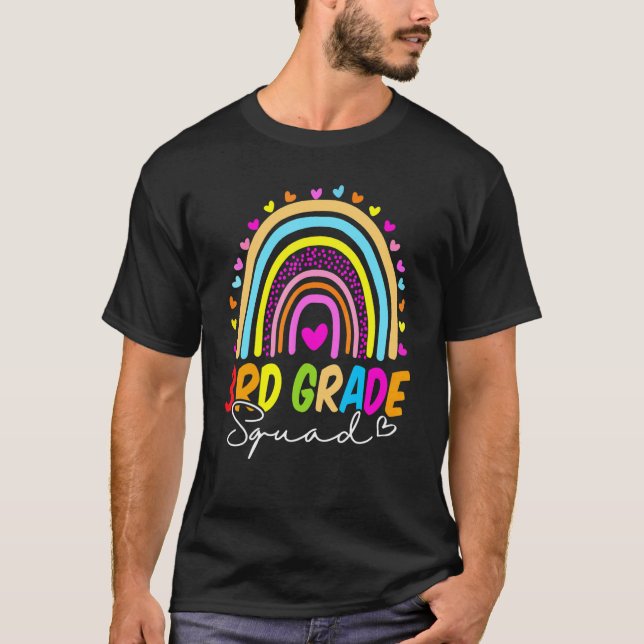 Back To School  3rd Third Grade Squad Rainbow Teac T-Shirt (Front)