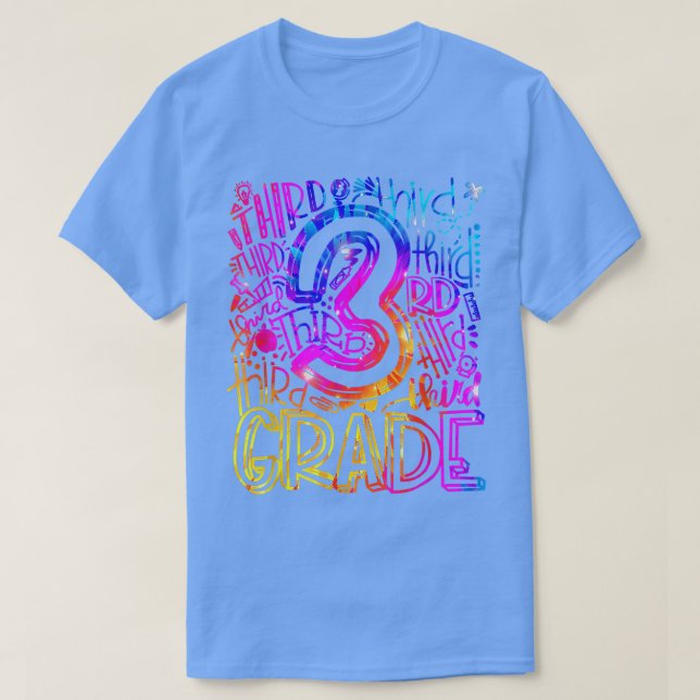 Back To School 3rd Third Grade Tie Dye Typography  T-Shirt (Design Front)